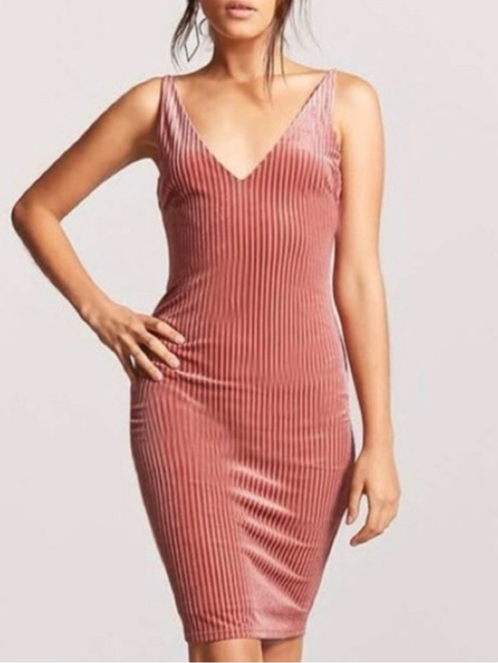 Forever 21 Ribbed Rust Slip Midi Dress